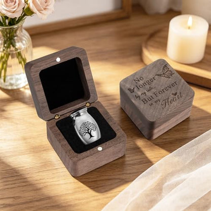 Customize Wooden Small Urn for Human Ashes Keepsake Memorial Box - style: Silver-Customize