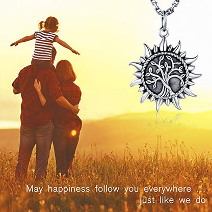 925 Sterling Silver Urn Necklace Ring Bracelet For Ashes Sunshine Cremation Keepsake Pendant Family Tree of Life Ashes Necklace Jewelry Locket Memorial Always in My Heart Memory Necklace Gift - style: Necklace