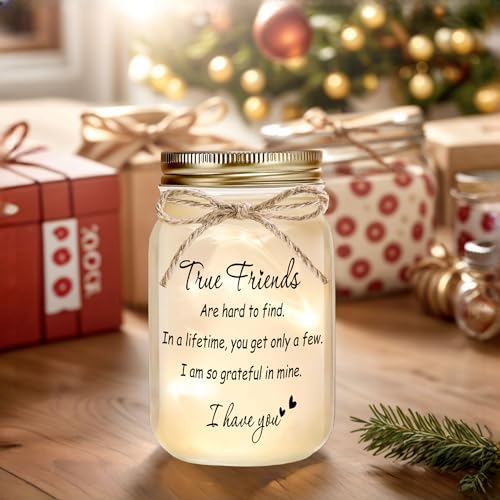 Best Friend Gift for Women Mason Jar Night Light True Friends - color: Transparent