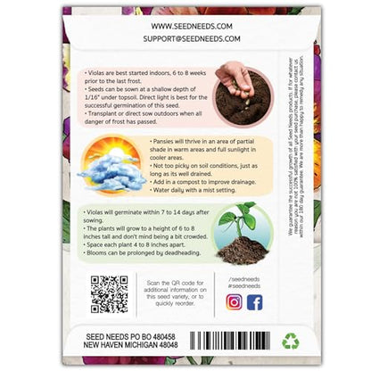 Seed Needs Bambini Viola Seeds to Plant an Annual Flower Garden 2 Packs - size: 2 Packs, style: Bambini Viola