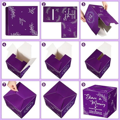 Pajean 50 Share a Memory Cards for Celebration of Life,Purple,Classic - color: Purple, style: Classic