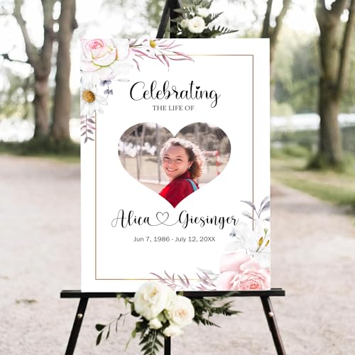 Funeral Heart Collage, Celebration of Life, Funeral Welcome Sign, Large Memorial Poster, Funeral decoration, In Loving Memory Sign, Obituary Memorial Service, Funeral program - color: #Version 10