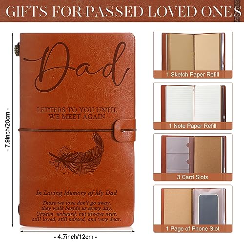 Fulmoon Memorial Gifts for Loss of Dad, Letters to Dad in Heaven Included 1 Grief Journal Travel Photo Diary Journal 1 Pocket Hug 1 PU Keychain 3 Ballpoint Pens Bereavement Gifts for Loss of Father - style: Dad