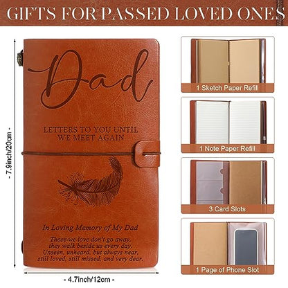 Fulmoon Memorial Gifts for Loss of Dad, Letters to Dad in Heaven Included 1 Grief Journal Travel Photo Diary Journal 1 Pocket Hug 1 PU Keychain 3 Ballpoint Pens Bereavement Gifts for Loss of Father - style: Dad