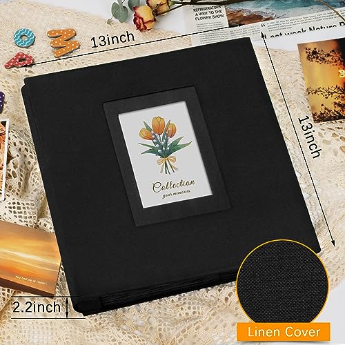 Photo Album 4x6 600 Photos Linen Large Capacity Fabric Cover Books Albums Wedding School Family Anniversary Baby Memory Engagement Travel Albums(Black, 600 Pockets) - color: Black, size: 600 Pockets
