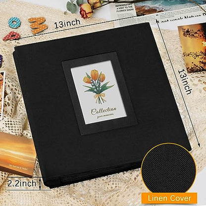 Photo Album 4x6 600 Photos Linen Large Capacity Fabric Cover Books Albums Wedding School Family Anniversary Baby Memory Engagement Travel Albums(Black, 600 Pockets) - color: Black, size: 600 Pockets