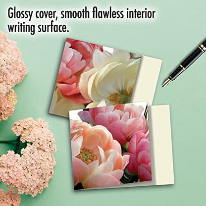 The Best Card Company - 12 Sympathy Note Cards with Envelopes - Loving Flower Bereavement (2 Designs, 6 Each) - Peony Passion MQ4606SMG-B6x2 - style: Peony Passion