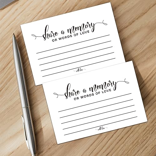 Share a Memory or Words of Love Cards, Celebration of Life Decorations, Funeral Guest book, Memorial Guest Book for Weddings, Showers, Birthdays, Celebration of Life, Going Away, Graduation, 50 Cards.