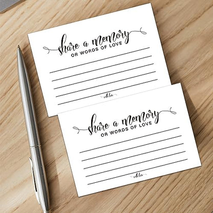 Share a Memory or Words of Love Cards, Celebration of Life Decorations, Funeral Guest book, Memorial Guest Book for Weddings, Showers, Birthdays, Celebration of Life, Going Away, Graduation, 50 Cards.