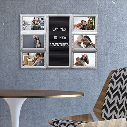 MELANNCO Customizable Letterboard 6-Opening Photo Collage Frame, 20 x 14 Inch, Distressed White - color: Distressed White, size: 20x14 - 6 Opening