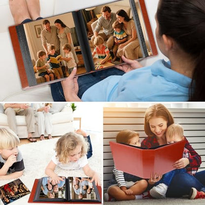 Aevdor 8x10 Photo Album, 168 Photos, Leather Cover, Brown | Large Capacity, Side-Loading Clear Pockets, Vertical 8x10 Layout, Black Inner Pages, Wedding, Travel, Baby & Family Memories - color: Brown