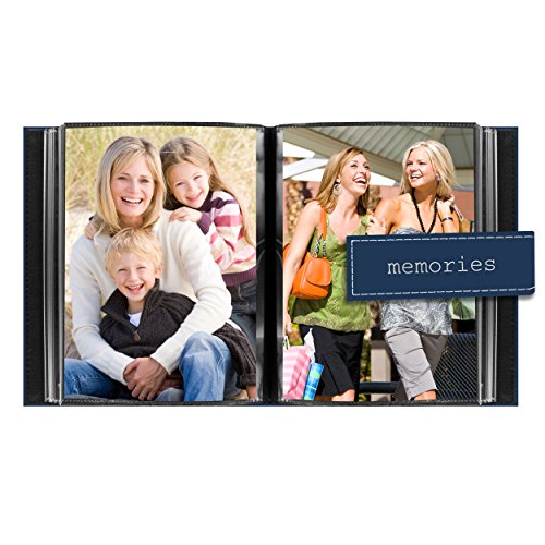 Pioneer Photo Albums EXP-57/BM 36-Pocket 5 by 7-Inch Embroidered "Memories" Strap Sewn Leatherette Cover Photo Album, Mini, Blue (Pack of 6) - size: 8.25inchesx6.125inchesx0.75inches (Pack of 6)