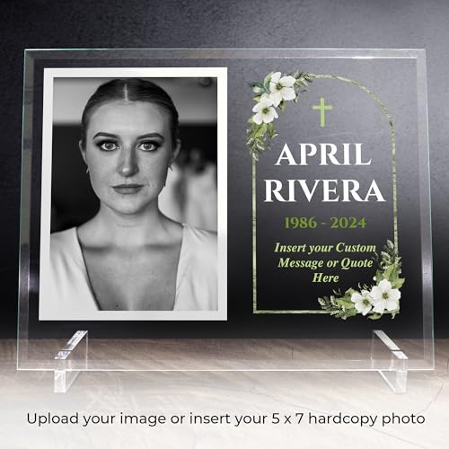 Basic Fundamentals 11.75"x9.75" Custom Glass Picture Frame for 5x7 Photo, Personalized Memorial Picture Frame, In Loving Memory Picture Frame and Celebration of Life Decorations (Design 3)