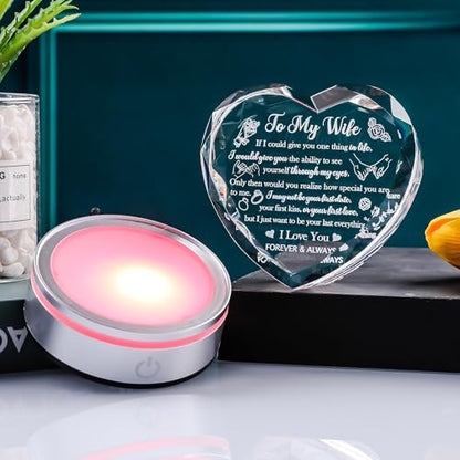 Crystal Heart Wife Gift Laser Engraved Love Message - color: Wife Gift-1
