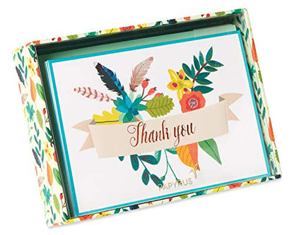 Papyrus Thank You Cards with Envelopes, Floral Banner (12-Count) - color: Floral Banner
