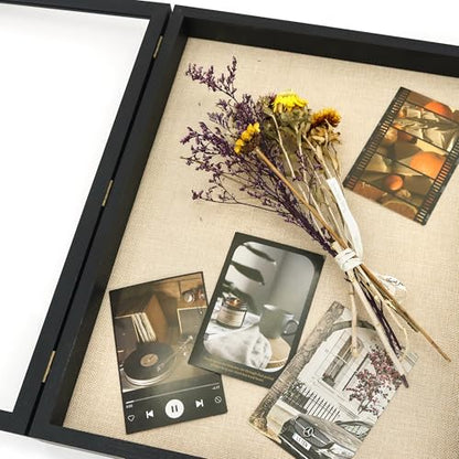 Large Graduation Shadow Box Frame for Cap Gown, Black 16x20 Display Case - color: Rustic Black, size: 16"x20" (40.6x50.8 cm)