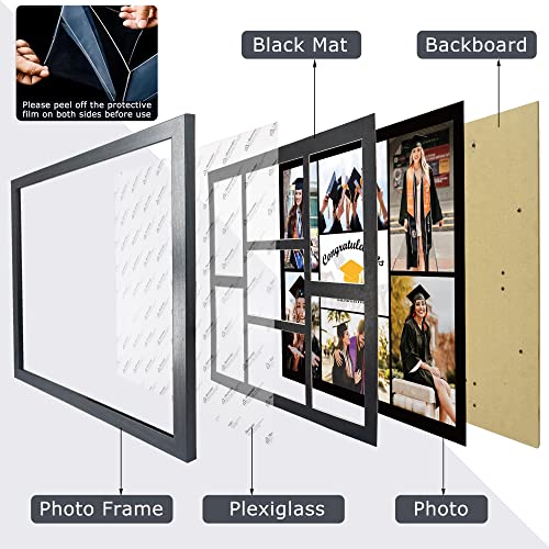 GMFrames Graduation Picture Frame Collage with 7 Openings Multi 4X6 Photo Frame with Wall Hanging for Keepsake Gifts Black - color: Black 4*6(7) Frame with Black Mat