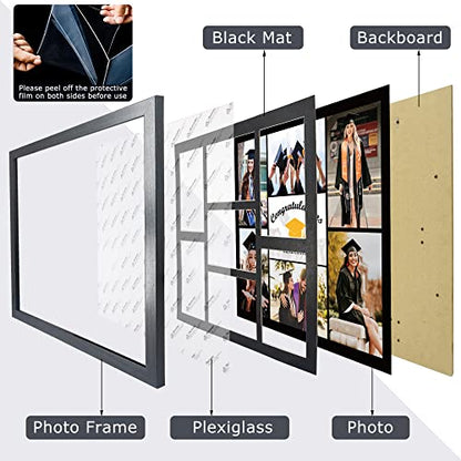 GMFrames Graduation Picture Frame Collage with 7 Openings Multi 4X6 Photo Frame with Wall Hanging for Keepsake Gifts Black - color: Black 4*6(7) Frame with Black Mat