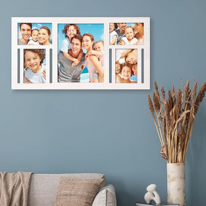 Collage Picture Frame for Wall – White Multi Photo Frame Holds 8x10 and 4x6 - color: White, size: 5 Opening-Mixed