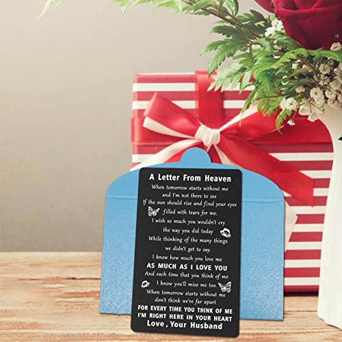 ENGZHI Loss of Husband Sympathy Gift - A Letter From Heaven Wallet Card - style: Memorial Husband