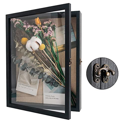 Large Shadow Box Frame 11x14 Display Case Black Graduation Keepsakes Box - color: Rustic Black, size: 11"x14" (28x35 cm)