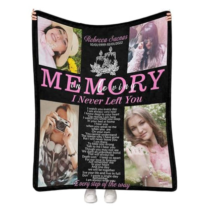 Custom Memorial Grave Blanket for Loss of Loved One - Personalized Funeral Blanket in Loving Memory, Bereavement Gift - color: A-11