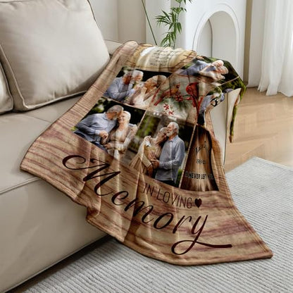 Vsmoedb Custom Memorial Blanket with Pictures for Loss of Loved One - color: Select07