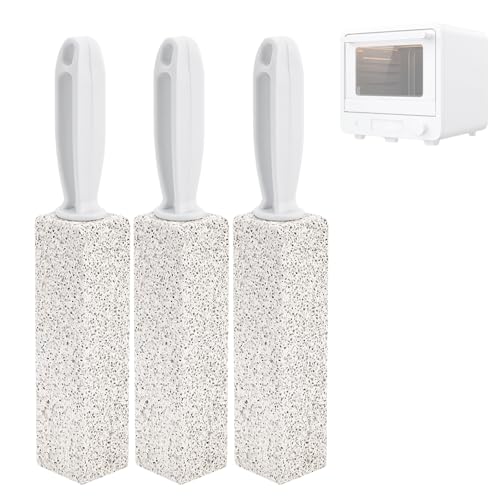 3 Pack Pumice Stone for Cleaning Oven, Heavy-Duty Pumice Scouring Stick with Handle, Stong Stick Cleaner for Burnt-On Grease and Grates, Ideal for Kitchen, Oven and Stove Cleaning