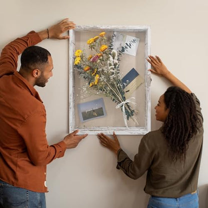 Shadow Boxes Display Cases 16x20 with Removable Shelves, 2.2 Inch White Deep Shadow Box Frame for Keepsake Collectibles, Coins Military Medals Pins Wedding Flowers - color: White, size: 16*20