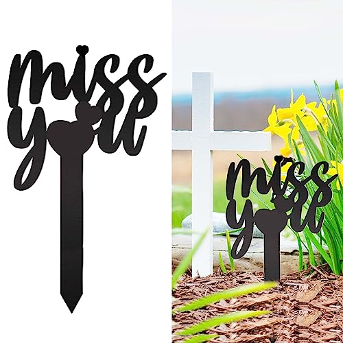 13.8 X 7.9 Inches Large Cemetery Decorations for Grave, Miss You Memorial Grave Markers, Metal Memorial Remembrance Stake, Grave Markers for Human Cemetery, Garden Yard Grave Site Outdoor Stake Marker - color: Black Heart, size: Large-13.8X7.9 Inches