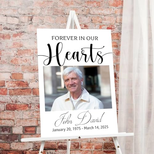 Memorial Funeral Sign, Heart Funeral Welcome Sign, 12' x 18' PVC, Double-Sided, Weather Resistant - color: Version 8