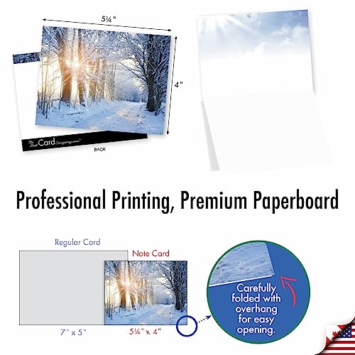 The Best Card Company - 20 Landscape Nature Note Cards Blank (4 x 5.12 Inch) (10 Designs, 2 Each) - Winter Sunrise AM6655OCB-B2x10 - style: Winter Sunrise
