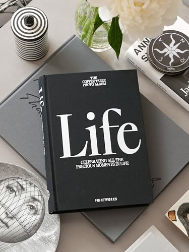 PrintWorks Life Photo Book, Black - Minimalist 80-Page Hardcover Album | Black Paper, Fabric Cover, FSC Certified Acid-Free, Metal Binder, Photo Corners Sold Separately - style: Life