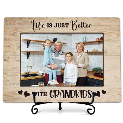 Grandparents Photo Frame - Wooden Tabletop Picture Frame With Stand, Perfect For Grandkids - Grandparents Day Gift - color: Grandparents