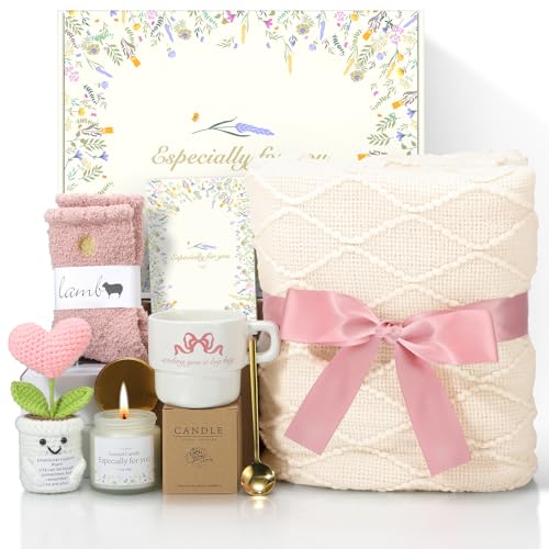 Get Well Gifts for Women Care Package - Surgery Recovery & Chemo Comfort Box, Feel Better Basket for Her After Miscarriage or Illness,Surgery Cancer, Encouraging Self-Care Gift(Pink White) - color: Pink White