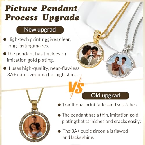 HJX Custom Circle Chain with Wings, Memorial Picture Necklace for Men Womem - color: 7-wing