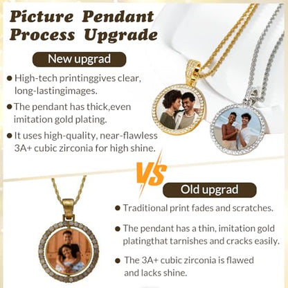 HJX Custom Circle Chain with Wings, Memorial Picture Necklace for Men Womem - color: 4-heart
