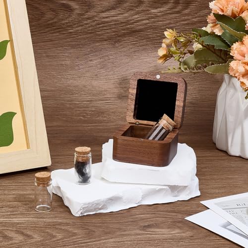 Pet Fur Keepsake Box with 3 Glass Pet Hair Memorial Bottles Wooden Paw Dog Cat Ashes Storage Shadow Box Pets Memorial Urn Can Hold Photos Pet Loss Sympathy Gifts for Pet Lovers Friends
