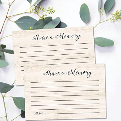 Share A Memory Cards, 50 Rustic Wood Cards and Sign for Wedding, Shower, Birthday, Funeral, Retirement, Graduation, Life Memories, Guest Book Alternative Advice Game.