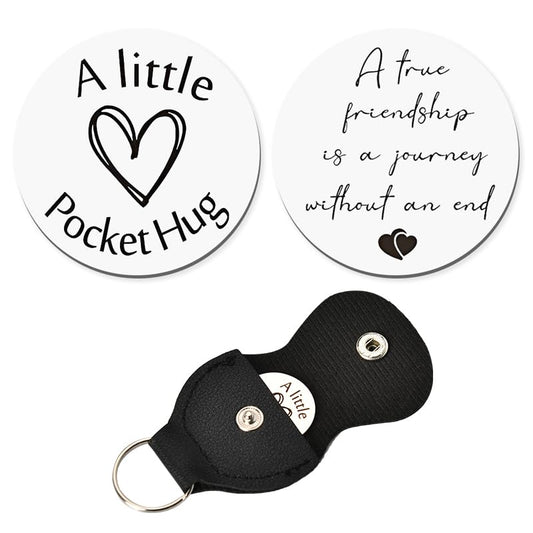 Best Friends Gifts for Women Men - Pocket Hug Keychain Friend Bff Bestie Birthday Christmas Gift Long Distance Relationship Gifts A True Friendship is A Journey Without An End Keychains Double Sided - color: A True Friendship