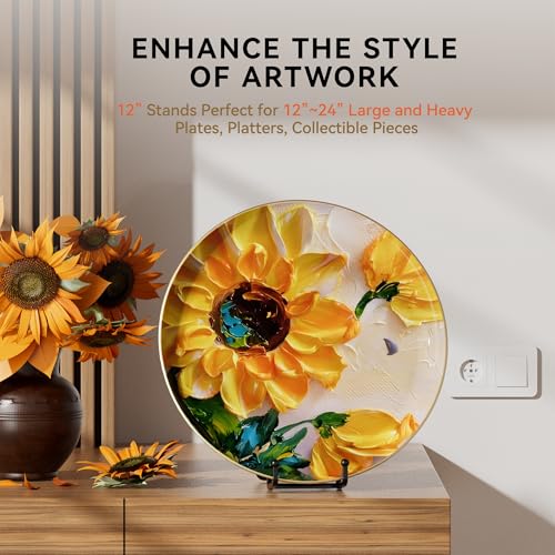 IPAME 12 Inch Large Plate Stands for Display - Metal Picture Frame Easel Stands for Plates, Books, Platters, Plaques, Decor (2 Pack) - size: 12 Inch