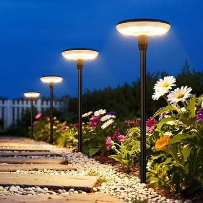 LETMY Solar Lights Outdoor Waterproof 12 Pack, Bright Solar Pathway Lights | 8 Bright LED, 3000K Warm White, 12-16H Runtime, IP65 Waterproof, Auto On/Off, Landscape Lighting for Yard, Path & Garden Lawn - size: 12 PACK