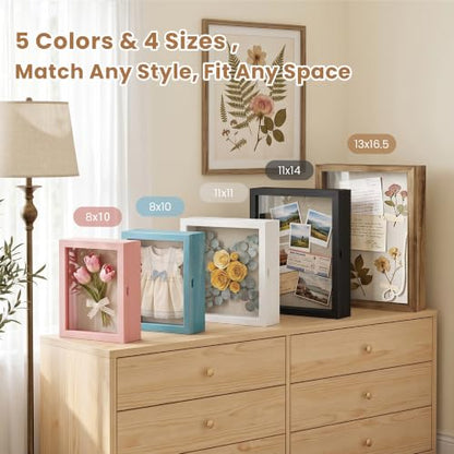 Love-KANKEI Deep Shadow Box Frame 8x10,Solid Wood Frame,Carbonized Black - color: Carbonized Black, size: 8 x 10