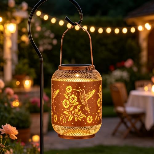 Hummingbird Solar Lantern Outdoor Hanging Solar Garden Light Gift for Women - color: 02-Hummingbird