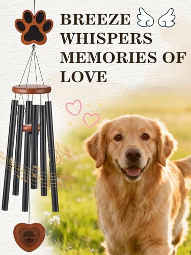 Dog Memorial Wind Chimes Gifts with Photo Frame - 32in Sympathy Gift for Loss of Dog, Pet Memorial Gifts for Dogs Passing Away Bereavement