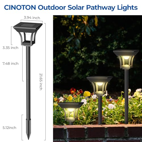 CINOTON RGBCW Solar Pathway Lights Outdoor, 3 Lighting Modes, 24 Pack | IP65 Waterproof, RGB, Warm White And Cool White, Auto On/Off, Solar Powered, Easy Installation for Garden, Walkway & Driveway - size: 24 Pack