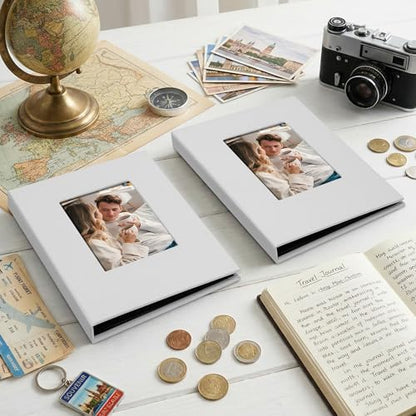 Small 4x6 Photo Album 24 Pockets Linen Cover White 2 Pack - color: White, size: 24 Pockets 2 Pack