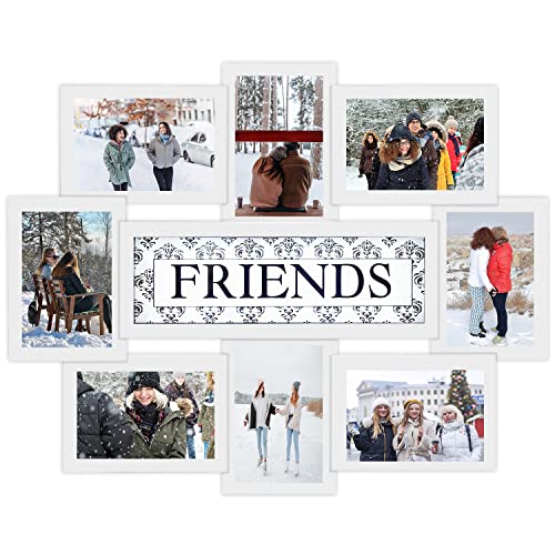J.M.Deco Friends Reunion 8 Opening Photo Frames, Picture Frames Collage for Wall Decor, Reunion Friends Memory Photo Frame Selfie Gallery Collage, Wall Hanging for 4x6 Picture Frames White - color: White/ Friends*