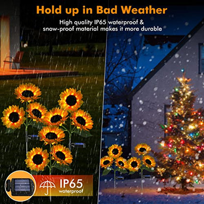 Solar Sunflower Lights Flowers Outdoor Waterproof for Yard Garden Cemetery