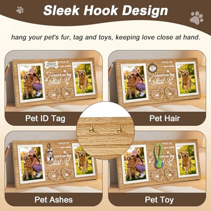 JANSHU Dogs Picture Frame Pet Dog Memorial Gifts for Loss of Dog | Wooden Double 4x6 Picture Frame with Hanging Rope, Loss of Dog Cat Sympathy Perfect Dog Remembrance Gift